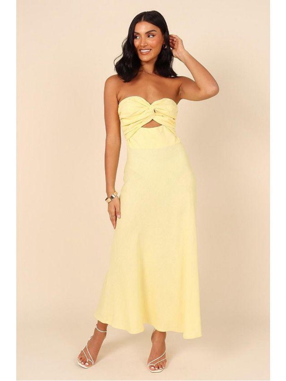 Petal & Pup Rosetta Lemon Strapless Maxi Dress Size 6